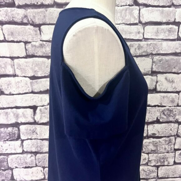 Michael Kors Navy Cold Shoulder Blouse Size L - Picture 7 of 8